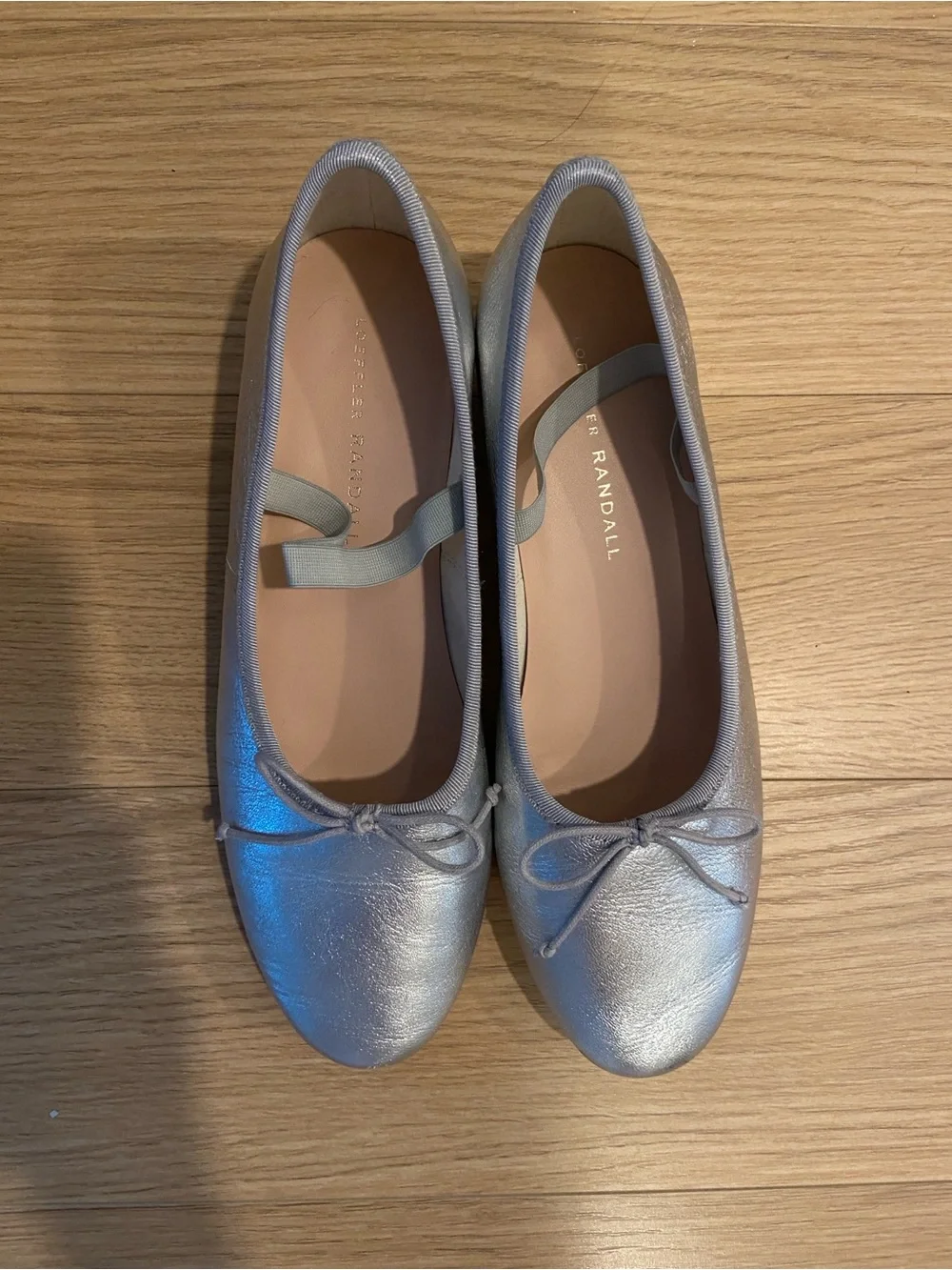 Loeffler Randall Silver Ballet Flats with Elastic Strap